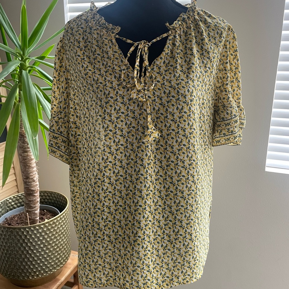 Max Studio Yellow and Blue Floral Blouse